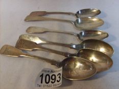 4 Solid silver Georgian Exeter spoons and 2 others,