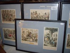 10 early 19th century political hand coloured etchings in 5 frames