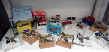 A quantity of model die cast toys including Spitfires, Hurricanes,