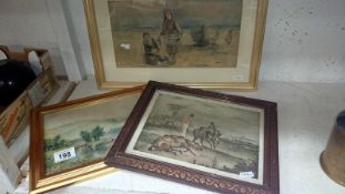 A watercolour of bulls walking in to river signed H G Robertson,