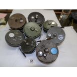 8 various Grice & Young fishing reels