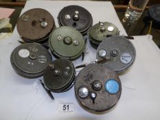 8 various Grice & Young fishing reels