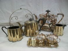 A good selection of silver plate including Victorian 3 piece tea service and Walker & Hall teapot