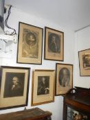 5 17th & 18th century portrait engravings including John Opie and Prince of Wales circa 1730