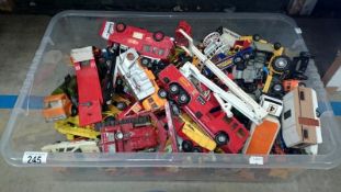 A large box of play worn die cast including Dinky, Corgi,