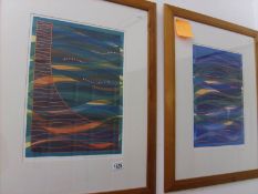 A pair of abstract lithographs singed and dated Anita Ford (B.