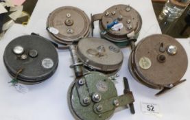 6 Various Grice & Young fishing reels