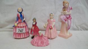 5 Royal Doulton small figurines including scarce 'Polly Peacham'