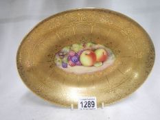 A Royal Worcester gilt dish with fruit decoration by D Shinnie