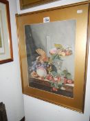 A framed and glazed still life watercolour signed A Ellis 1920,