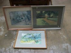 3 framed and glazed watercolour landscape paintings by Gertrude White