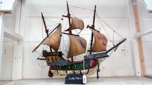 A wooden model of the Sante Marie galleon