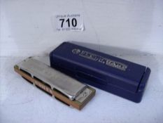 A Hohner blues harp harmonica