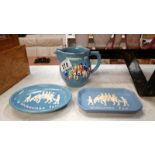 3 pieces of Widecombe Fair souvenir ware by Dartmouth pottery