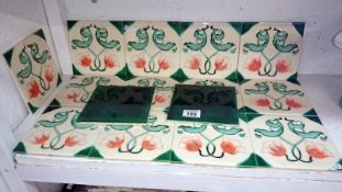 13 + 2 ceramic tiles with art nouveau decoration