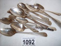 14 solid silver Georgian spoons 18/19th century,