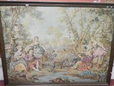 A large oak framed early 20th century tapestry,
