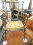 An unusual 19th century ladies carver chair with bergere seat,