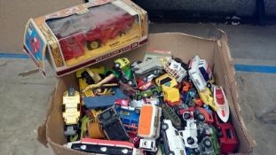 A quantity of die cast toys including Dinky, Matchbox, Britain's,