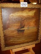 A 19th century oil on board seascape initialled M .P. imager 22.