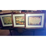 3 framed & glazed pictures