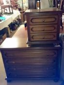 A 4 drawer chest with matching 3 drawer chest