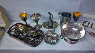 A quantity of silver plate including cutlery & goblets