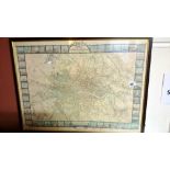 A framed & glazed map of London