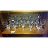 A quantity of cut glass glasses