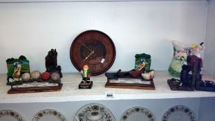 A quantity of golf related items including a clock