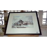 A framed & glazed harbour scene, signed Claude Kitto