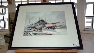 A framed & glazed harbour scene, signed Claude Kitto