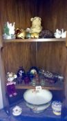 3 shelves of miscellaneous china & glassware