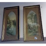 2 framed & glazed pictures 'swans & scenery'