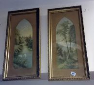 2 framed & glazed pictures 'swans & scenery'