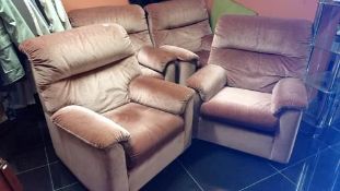 4 Parker Knowles armchairs (pink plush material)