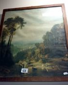 A framed & glazed picture 'river scene'