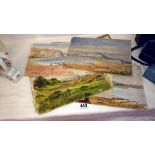A quantity of unframed paintings