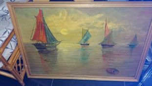 An oil on board 'seascape' signed