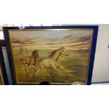 A painting on board of horses (signed)