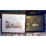 A framed & glazed 'still life' & 'boat yard' print