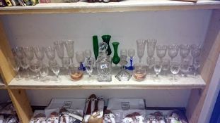 A quantity of miscellaneous glassware including cut glass & decanter etc.