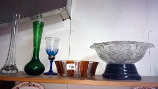 3 large stem vases & 2 glass bowls