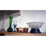 3 large stem vases & 2 glass bowls