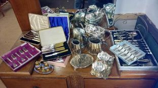 A quantity of silver plate including cutlery etc.