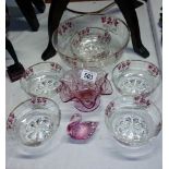 A glass dessert set etc.