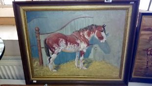 A painting on board of a horse signed Clark