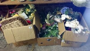 3 boxes of artificial flowers