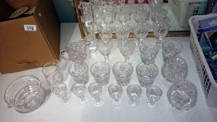 A quantity of Victorian & other glassware including overlaid jug & bowl a/f