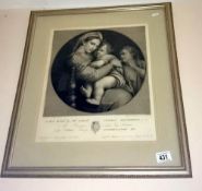 A framed & glazed picture of mother & children